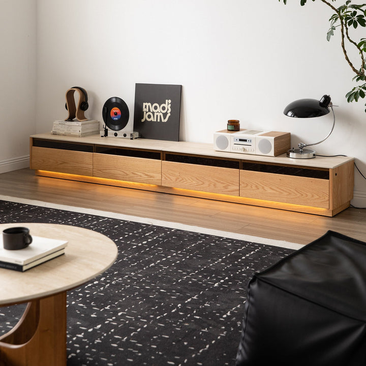 Scandinavian Oak Wood TV Console FLOATING LIGHT