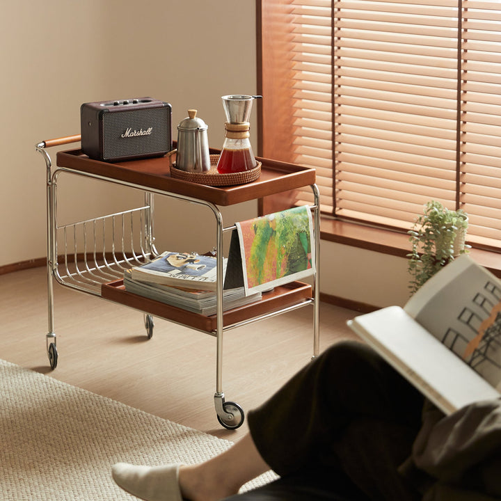 Vintage Boxwood Wheeled Trolley Side Table N PLUS