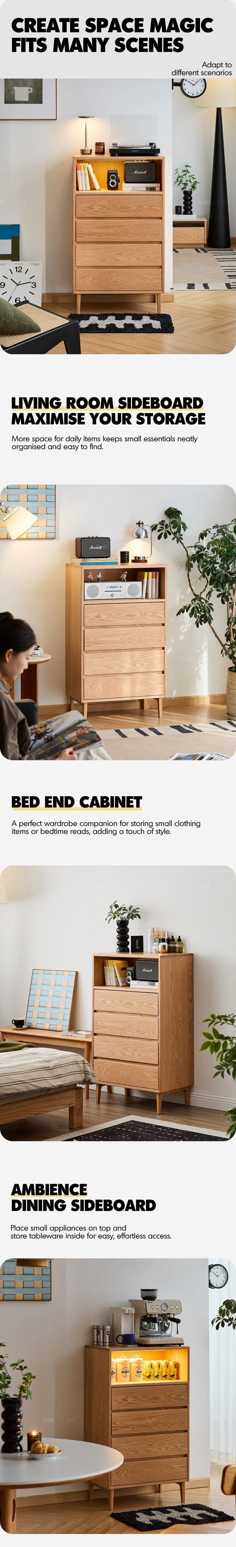 Scandinavian Oak Wood Chest Of 5 Drawers FLOATING LIGHT More Details and Instruction_2