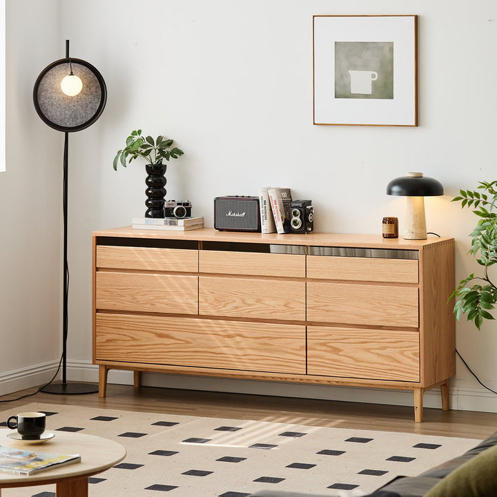 Scandinavian Oak Wood Chest Of 8 Drawers FLOATING LIGHT