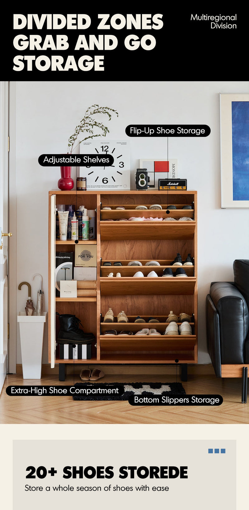 Scandinavian Cherry Wood Shoe Cabinet TIMELESS More Details and Instruction_3