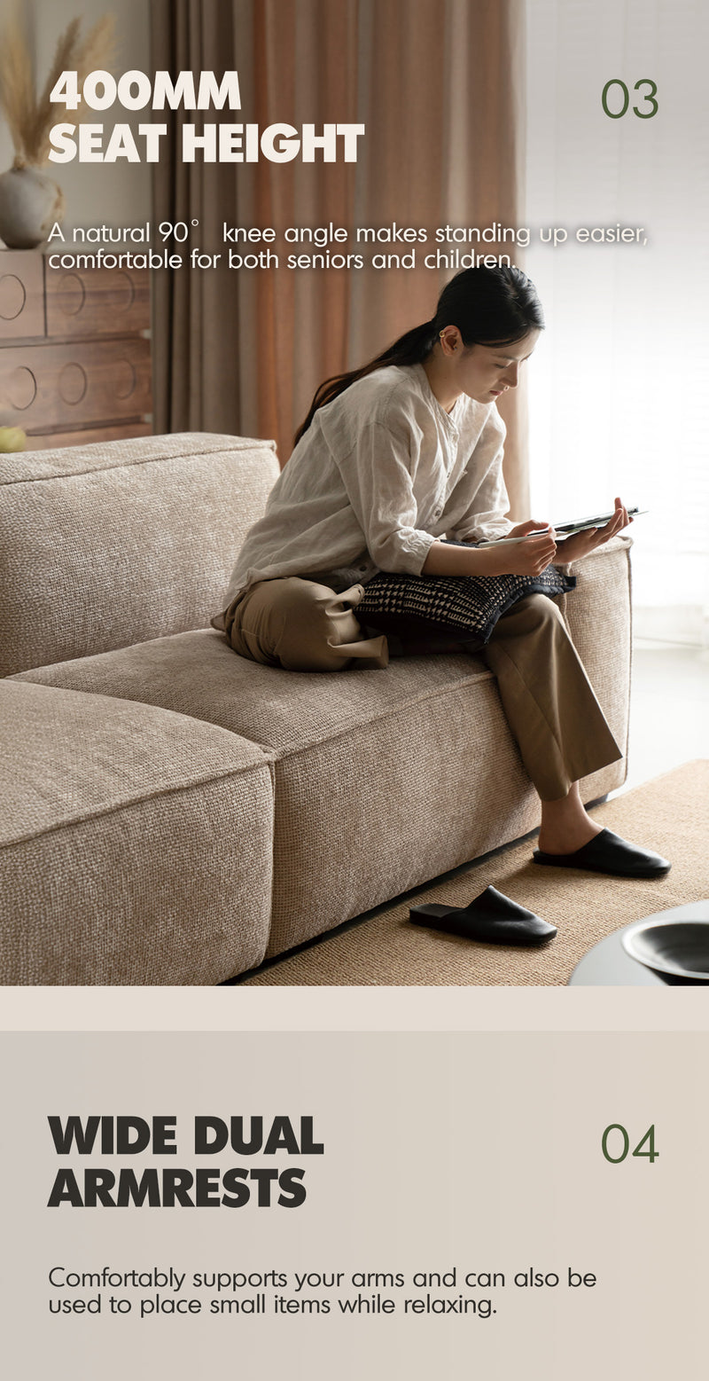 more product details and feature of Minimalist Linen Fabric 3 Seater Sofa CAMALEONDA