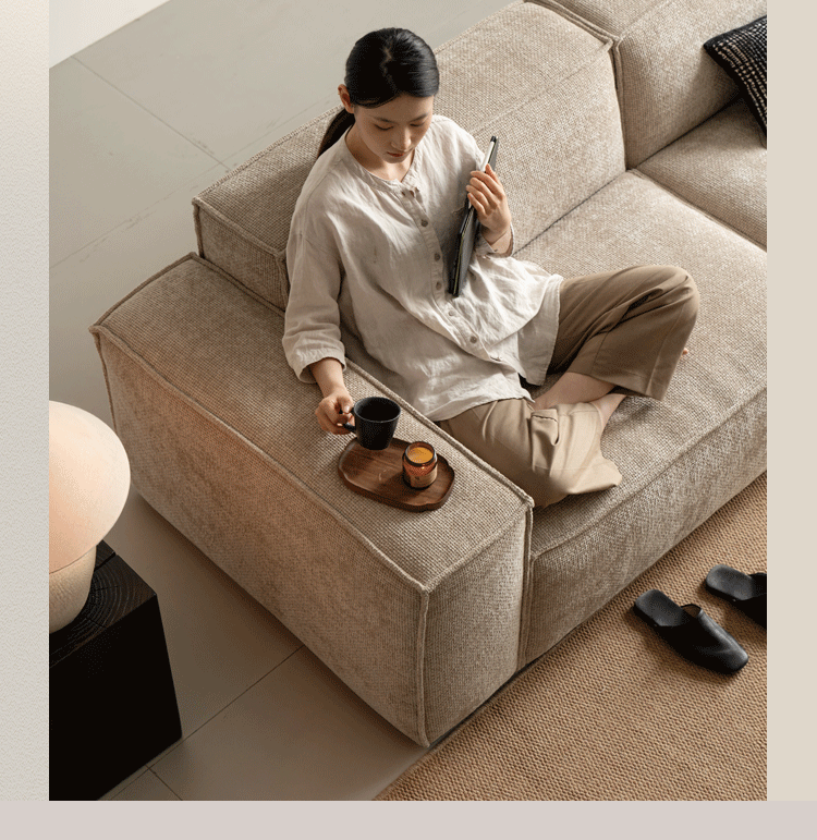 more product details and feature of Minimalist Linen Fabric 3 Seater Sofa CAMALEONDA