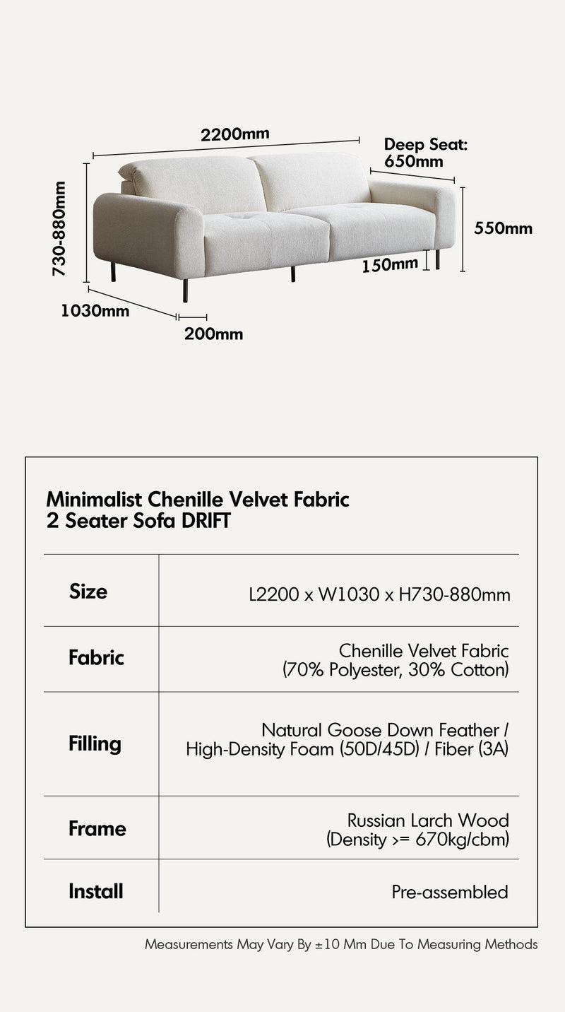 Minimalist Chenille Velvet Fabric 3 Seater Sofa DRIFT More Details and Instruction_17