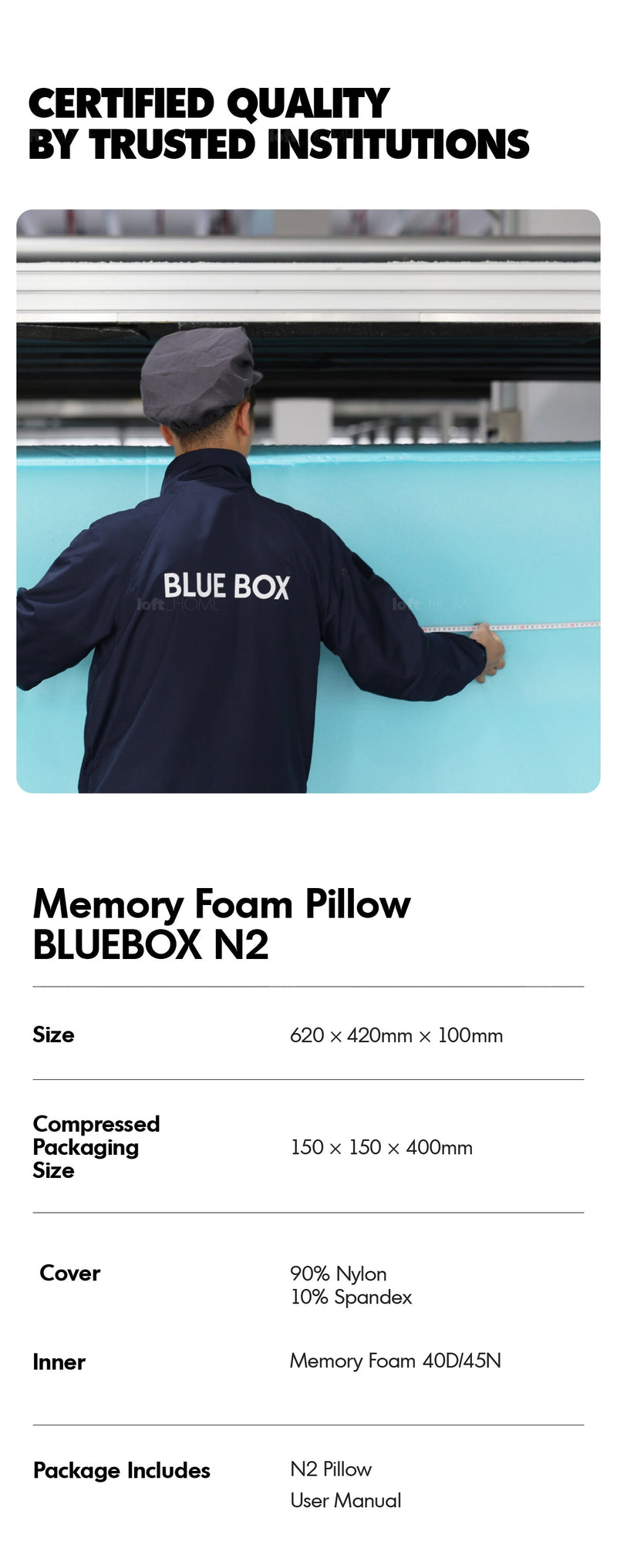 10cm Gel Memory Foam Pillow BLUEBOX N2 More Details and Instruction_10