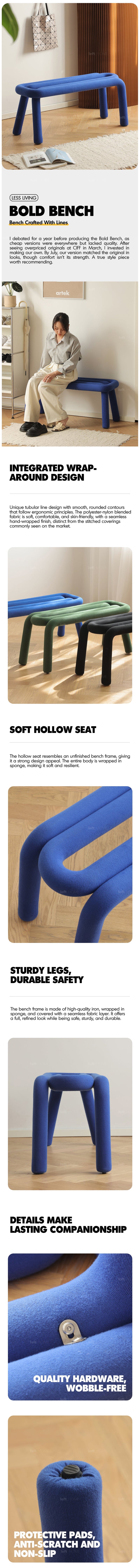 Bauhaus Velvet Fabric Dining Bench BOLD More Details and Instruction