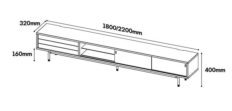 Bauhaus Boxwood TV Console BACH Size Chart