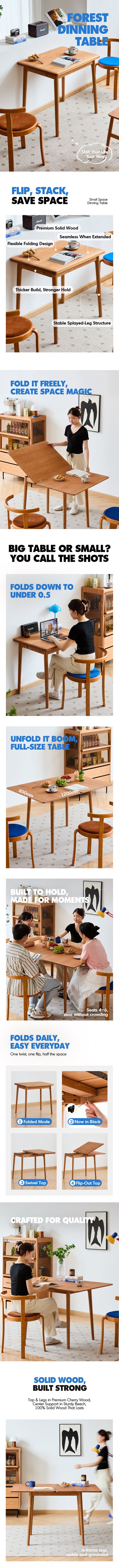 Scandinavian Cherry Wood Extendable Dining Table FOREST Good to Know Preview-1