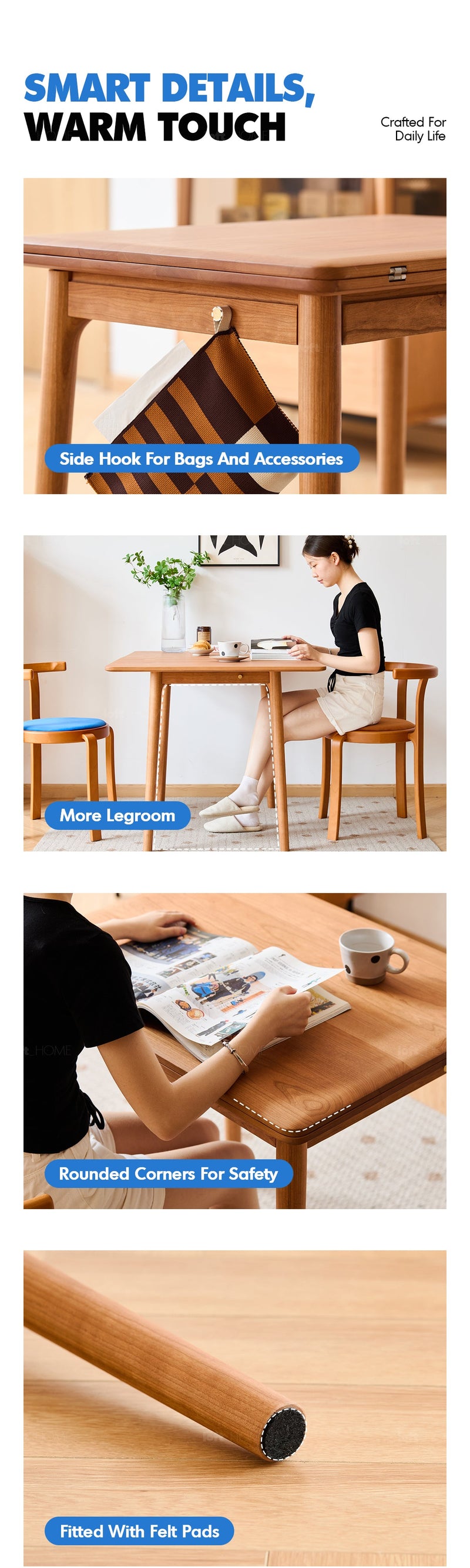 Scandinavian Cherry Wood Extendable Dining Table FOREST More Details and Instruction_3