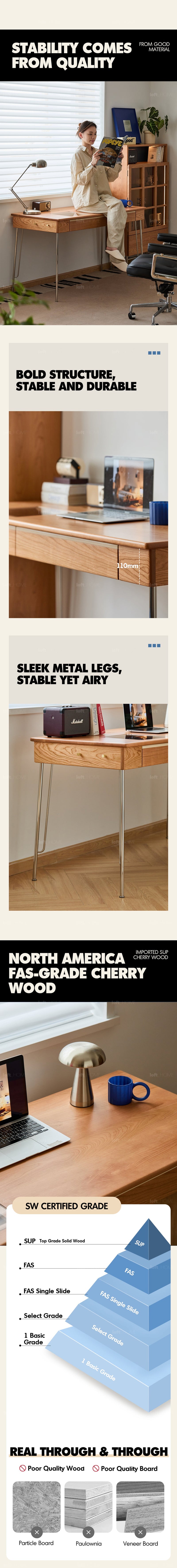 Scandinavian Cherry Wood Study Table TIMELESS More Details and Instruction_3