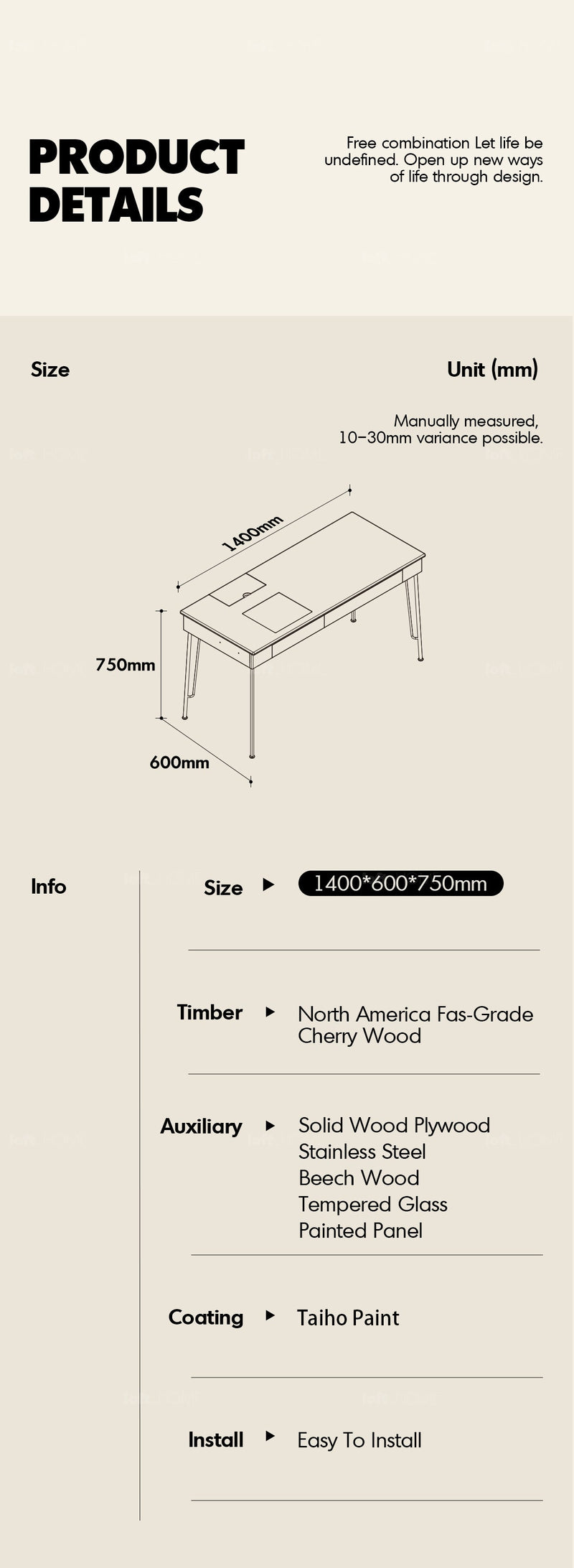 Scandinavian Cherry Wood Study Table TIMELESS More Details and Instruction_5