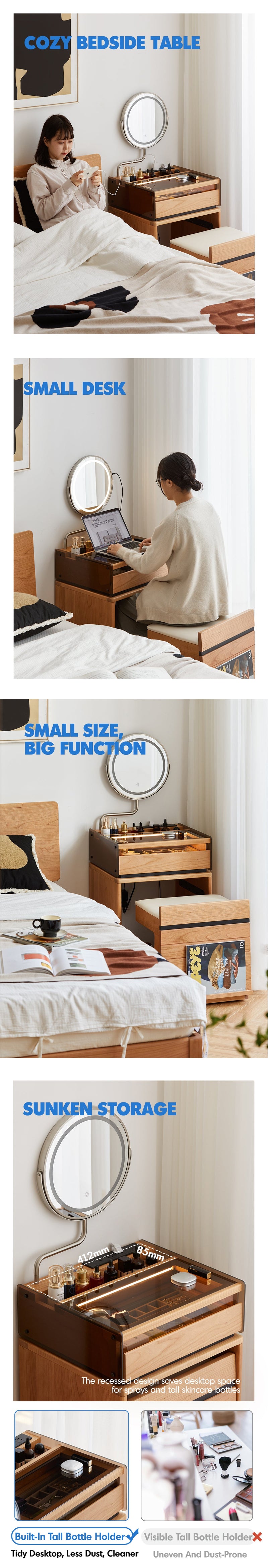 Scandinavian Cherry Wood Dressing Table MIRROR LAKE More Details and Instruction_2