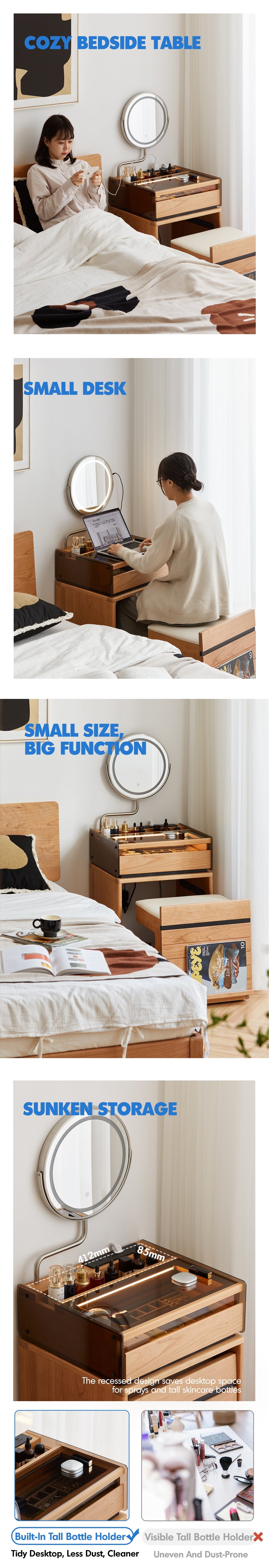 Scandinavian Cherry Wood Dressing Table MIRROR LAKE More Details and Instruction_2