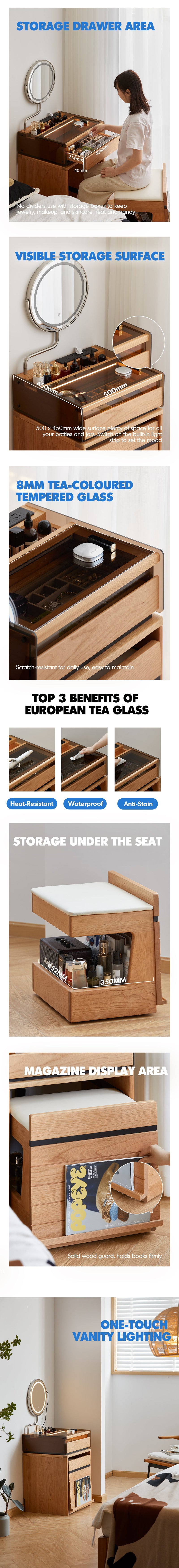 Scandinavian Cherry Wood Dressing Table MIRROR LAKE More Details and Instruction_3