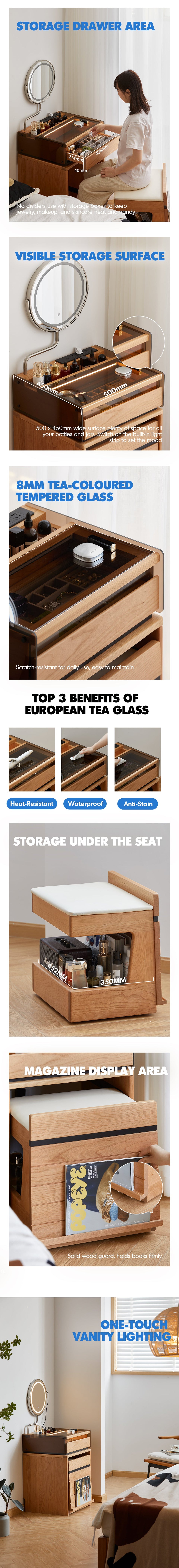 Scandinavian Cherry Wood Dressing Table MIRROR LAKE More Details and Instruction_3