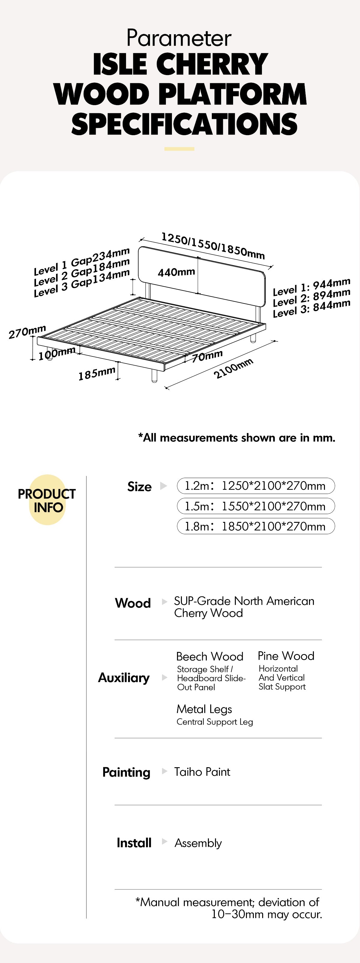 Scandinavian Cherry Wood Bed ISLE More Details and Instruction_6