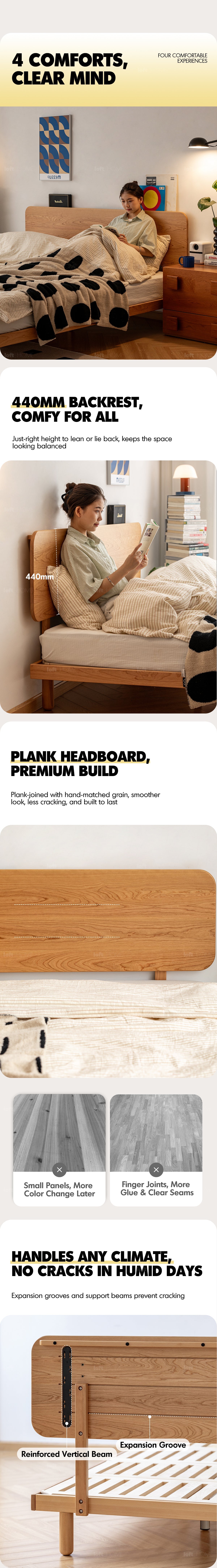 Scandinavian Cherry Wood Platform Bed ISLE More Details and Instruction_3