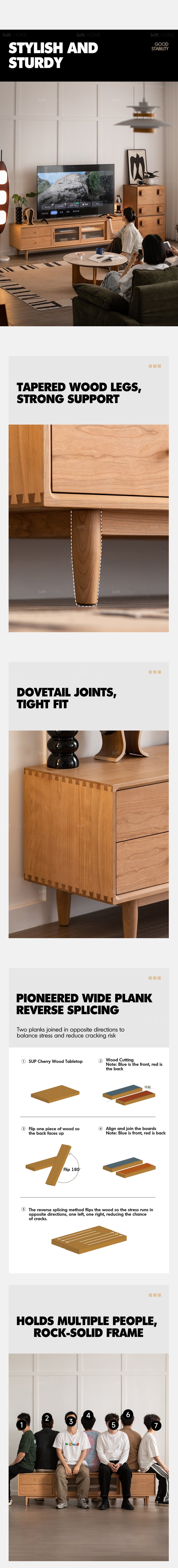 Scandinavian Cherry Wood TV Console GREEN More Details and Instruction_5
