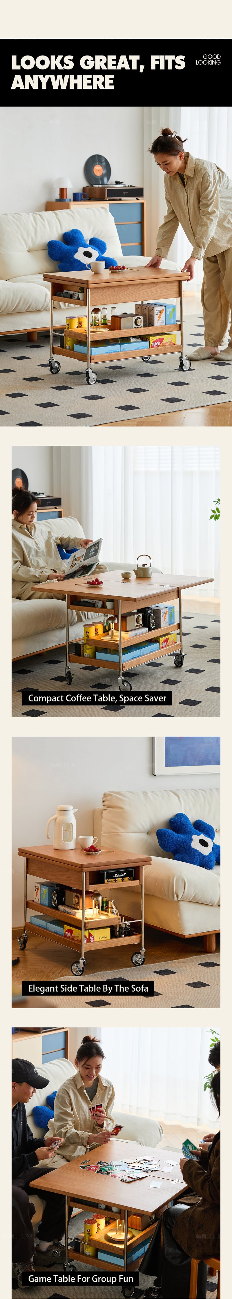 Scandinavian Cherry Wood Extendable Coffee Table TIMELESS More Details and Instruction_3