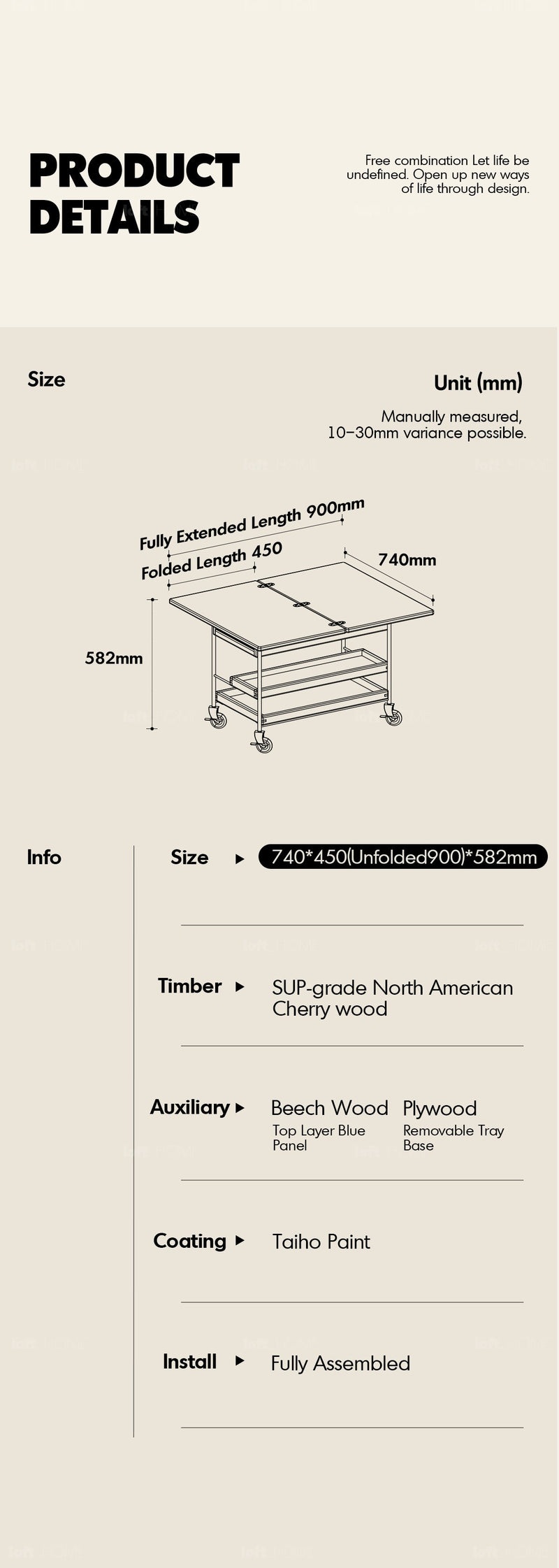 Scandinavian Cherry Wood Extendable Coffee Table TIMELESS More Details and Instruction_5