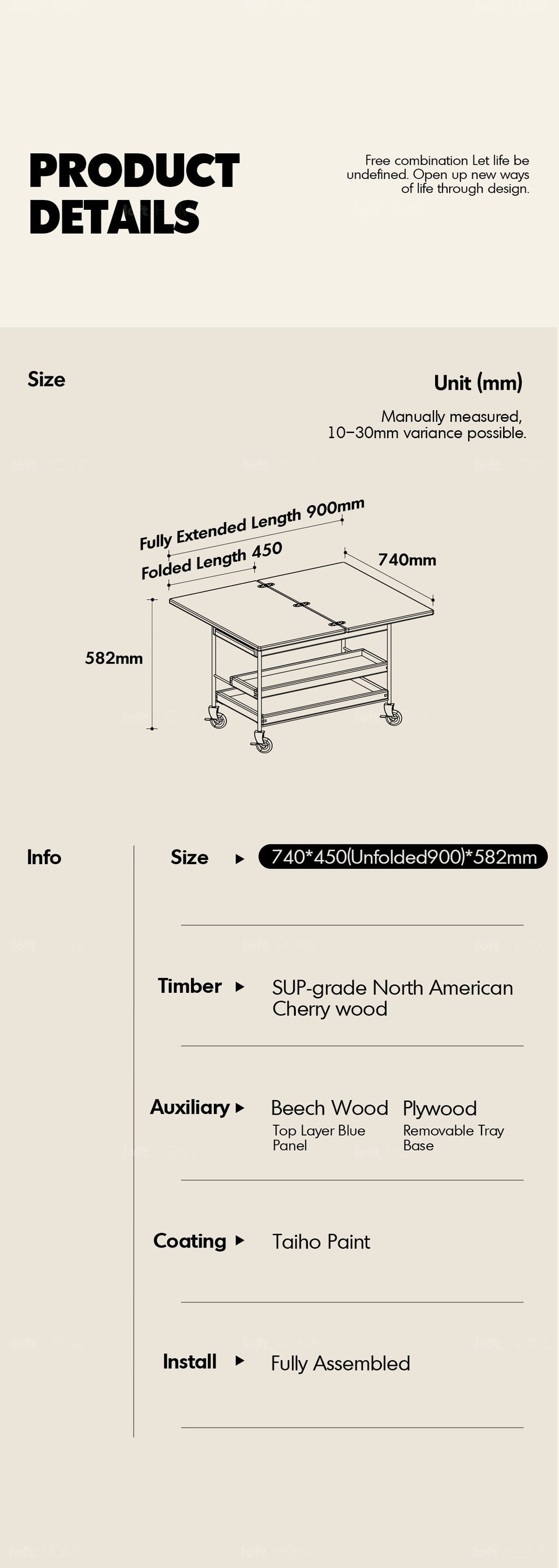Scandinavian Cherry Wood Extendable Coffee Table TIMELESS More Details and Instruction_5