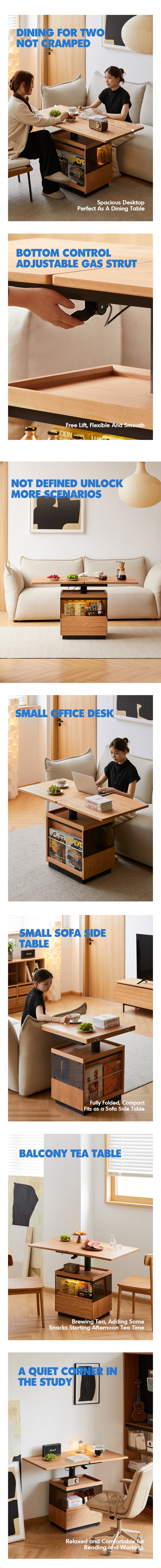 Scandinavian Cherry Wood Extendable Height Adjustable Coffee Table MIRROR LAKE More Details and Instruction