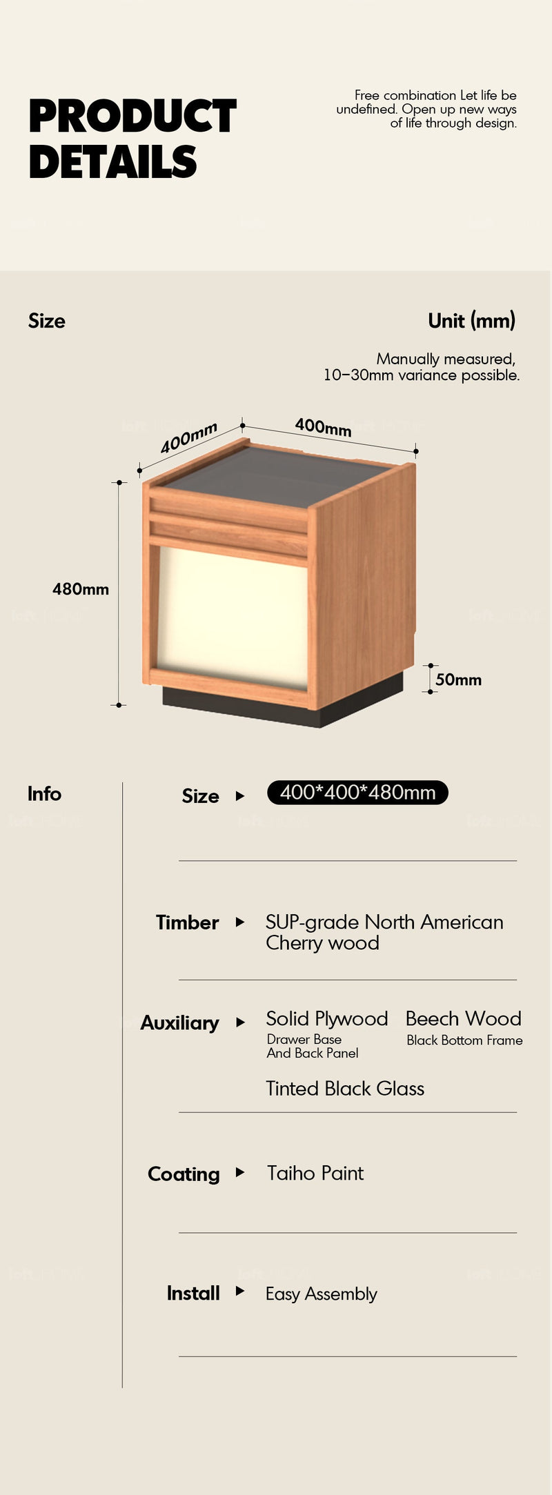 Scandinavian Cherry Wood Side Table TIMELESS More Details and Instruction_4