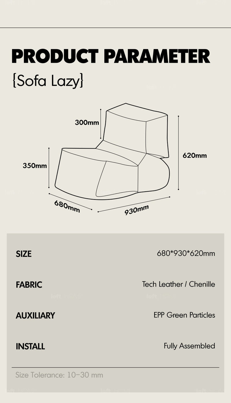 Cream Cotton Fabric Bean Bag 1 Seater Sofa LAZY More Details and Instruction_4