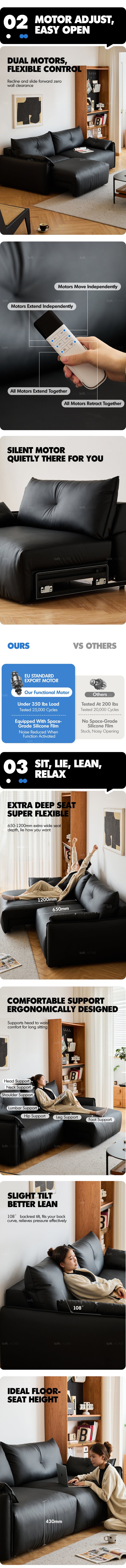 Modern Microfiber Leather Electric Recliner 2 Seater Sofa EVENA More Details and Instruction_3