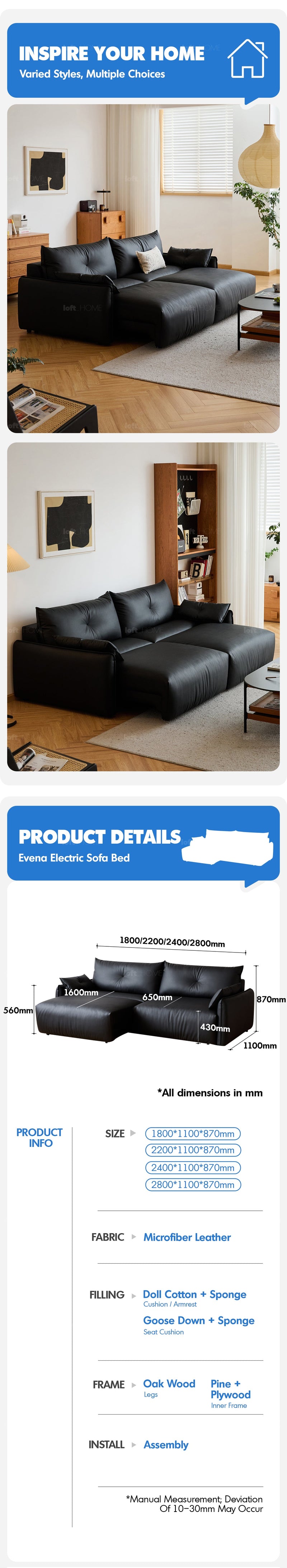 Modern Microfiber Leather Electric Recliner 2 Seater Sofa EVENA More Details and Instruction_6