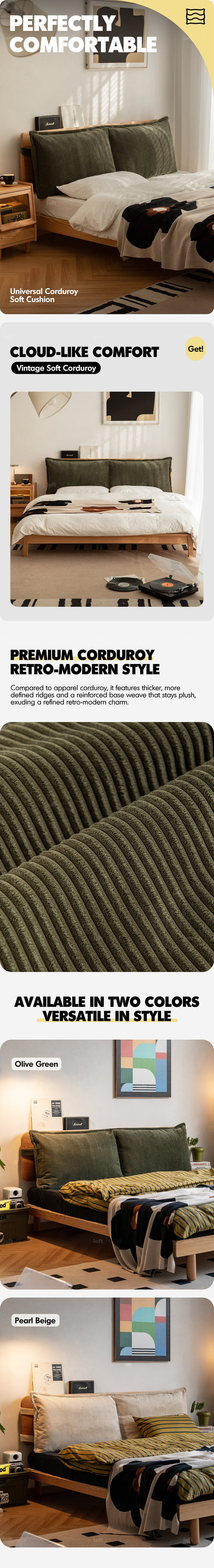 Universal Corduroy Velvet Fabric Bed Head Cushion Good to Know Preview-1