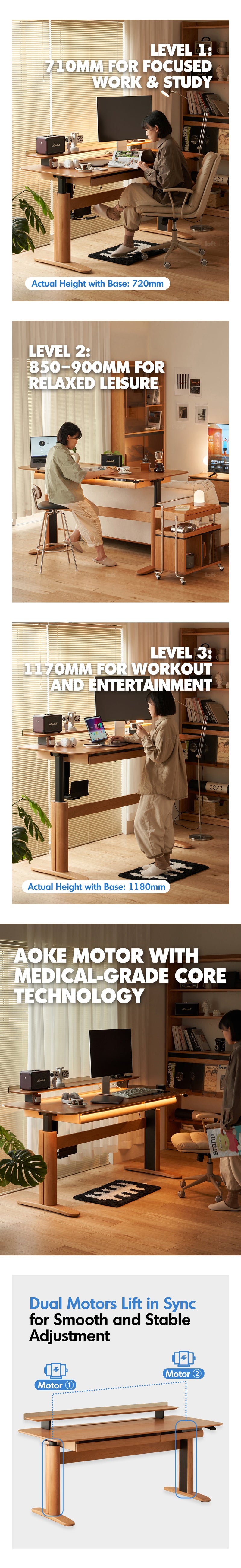 Scandinavian Cherry Wood Electric Height Adjustable Study Table UP More Details and Instruction_3