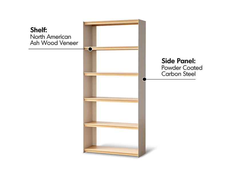 Minimalist Steel Bookshelf AESOP Material Details Chart