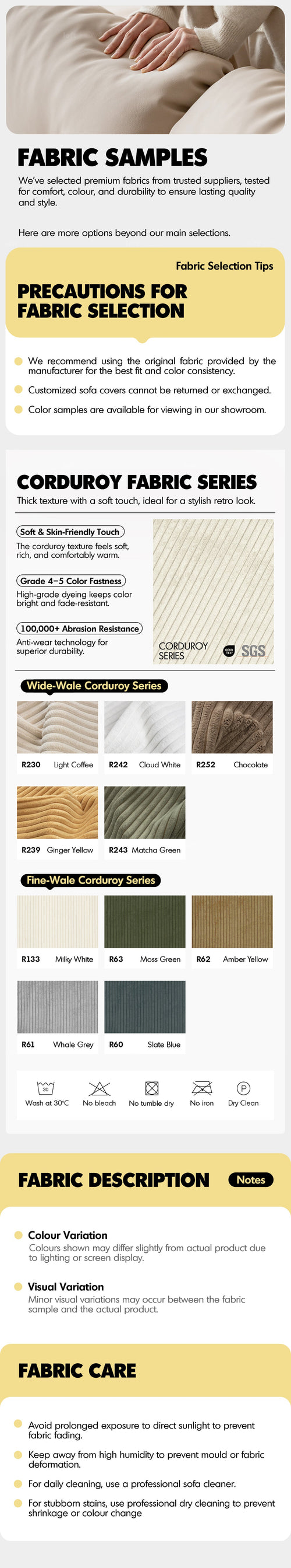 Scandinavian Premium Corduroy Velvet Fabric Removable Sofa Cover Good to Know Preview-3