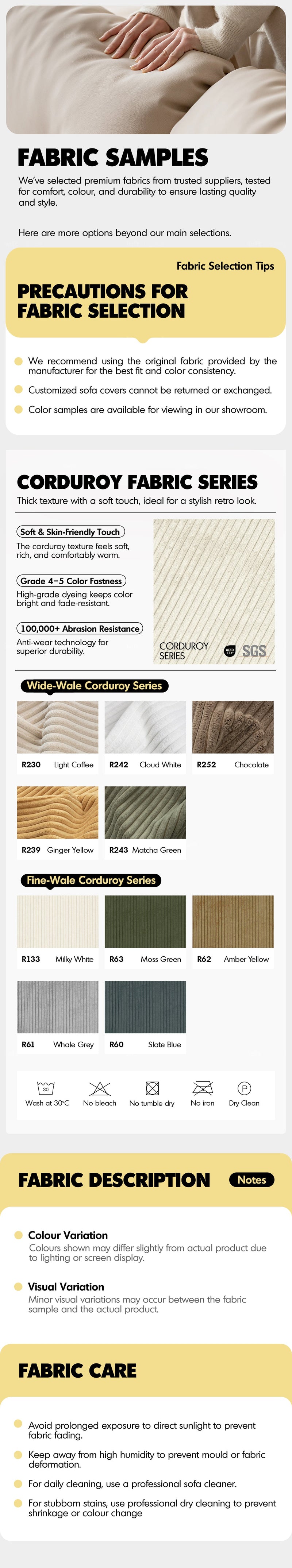 Scandinavian Premium Corduroy Velvet Fabric Removable Sofa Cover More Details and Instruction_3