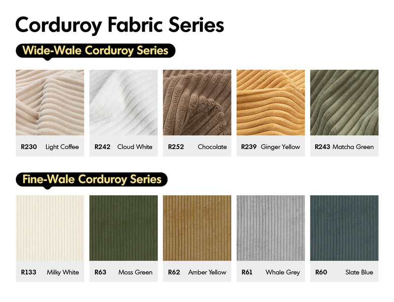 Scandinavian Premium Corduroy Velvet Fabric Removable Sofa Cover Color Swatches