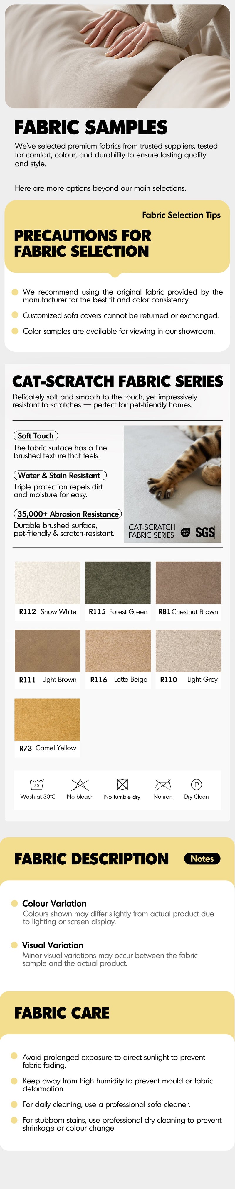 Scandinavian Premium Cat Scratch Resistant Fabric Removable Sofa Cover More Details and Instruction_3
