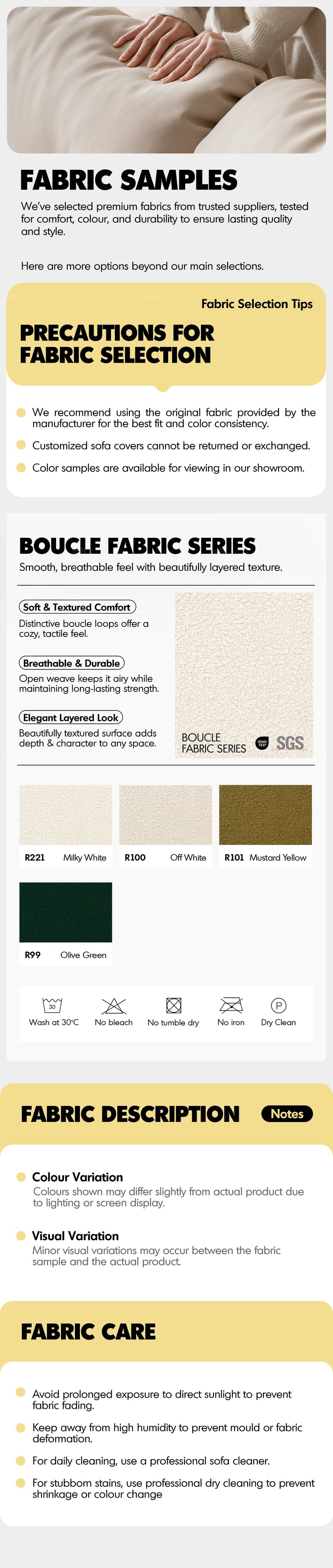 Scandinavian Premium Boucle Fabric Removable Sofa Cover More Details and Instruction_3