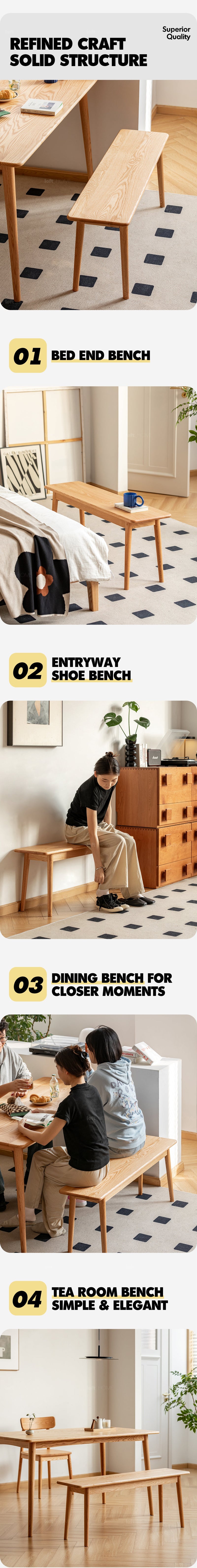 Scandinavian Oak Wood Dining Bench GREEN More Details and Instruction_3
