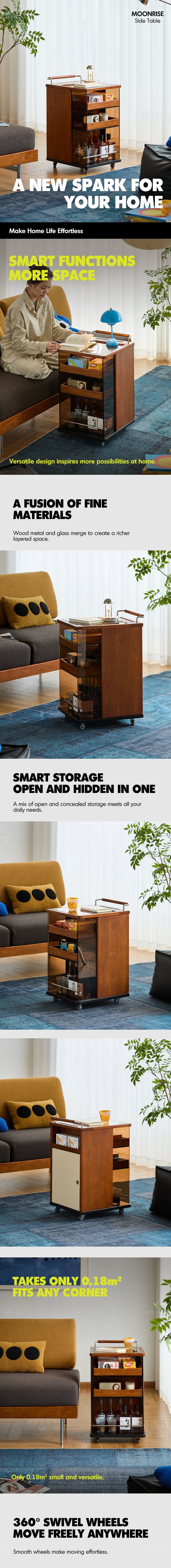 Bauhaus Boxwood Wheeled Trolley Side Table MOONRISE More Details and Instruction