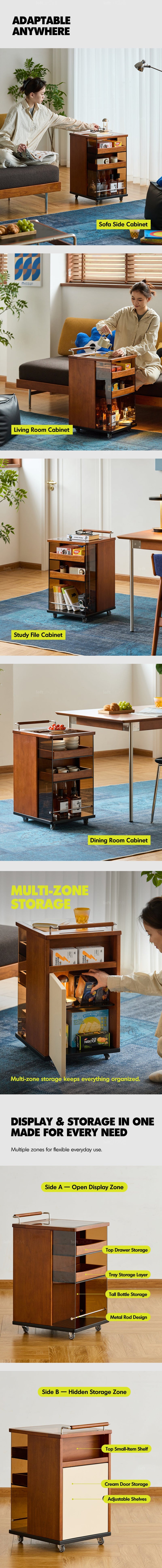 Bauhaus Boxwood Wheeled Trolley Side Table MOONRISE More Details and Instruction_3