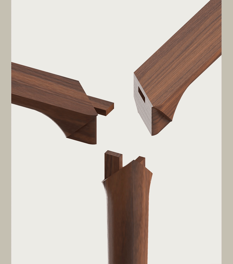 Japandi Walnut Wood Dining Table CONTI More Details and Instruction_5