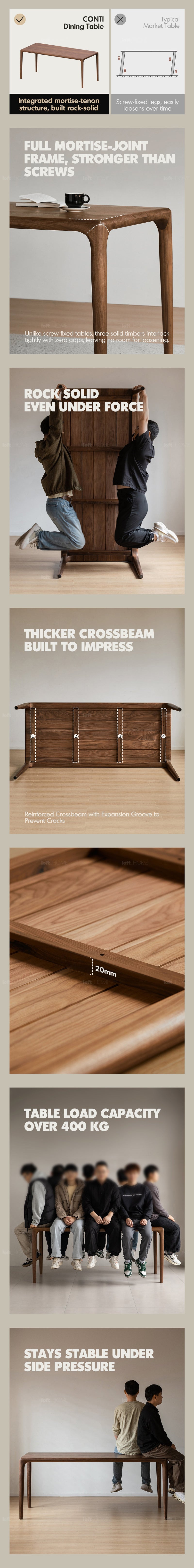 Japandi Walnut Wood Dining Table CONTI More Details and Instruction_6
