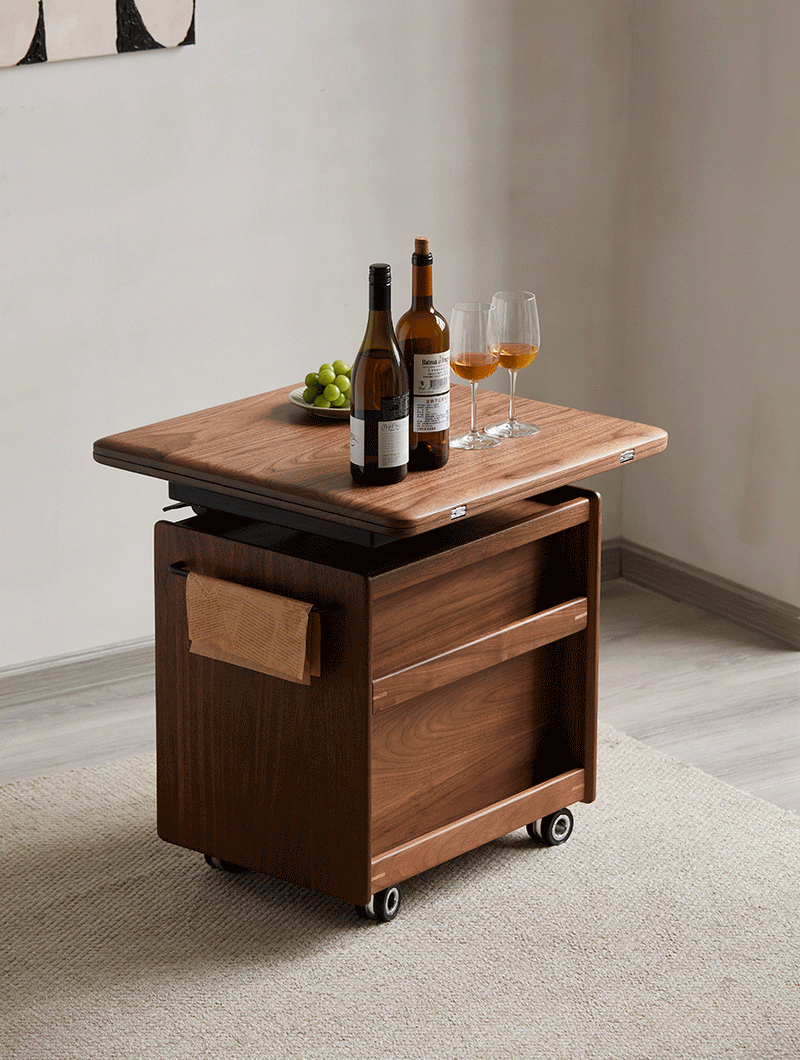 Japandi Walnut Wood Extendable Height Adjustable Coffee Table MIRROR LAKE More Details and Instruction_9