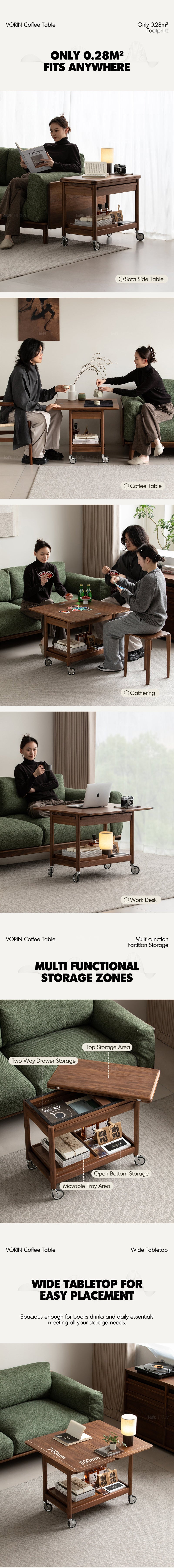 Japandi Walnut Wood Extendable Coffee Table VORIN More Details and Instruction_3
