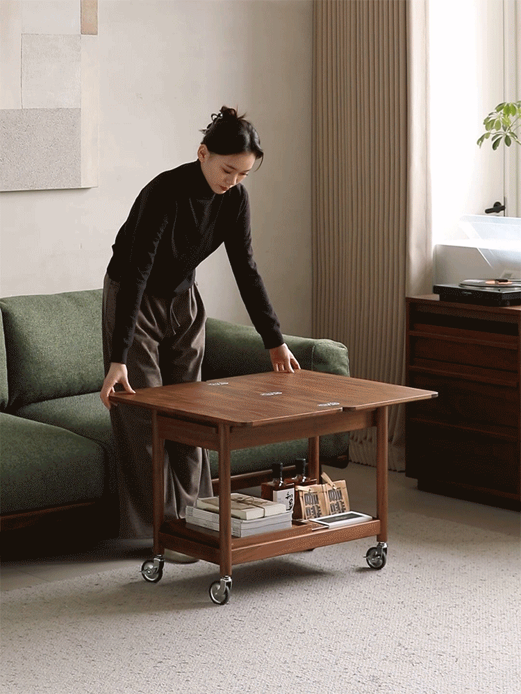 Japandi Walnut Wood Extendable Coffee Table VORIN More Details and Instruction_5