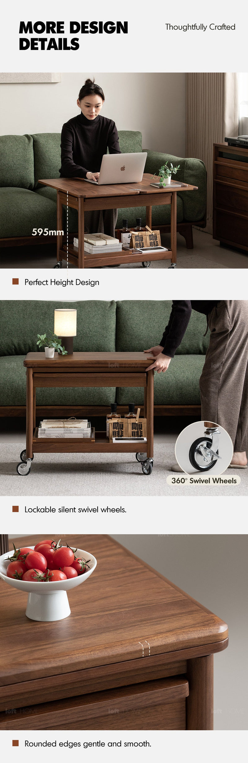 Japandi Walnut Wood Extendable Coffee Table VORIN More Details and Instruction_7