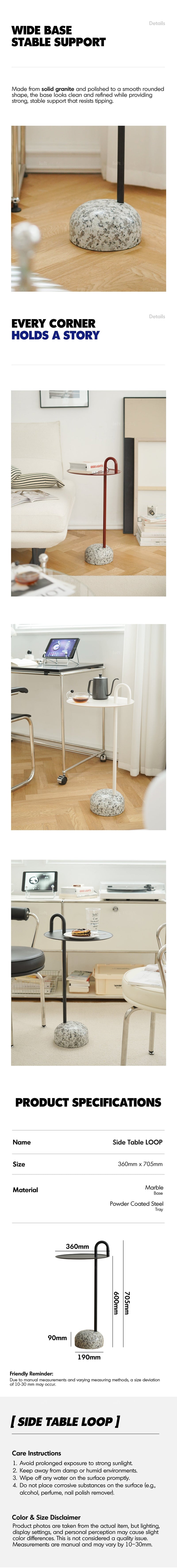 Bauhaus Steel Marble Side Table LOOP More Details and Instruction_2