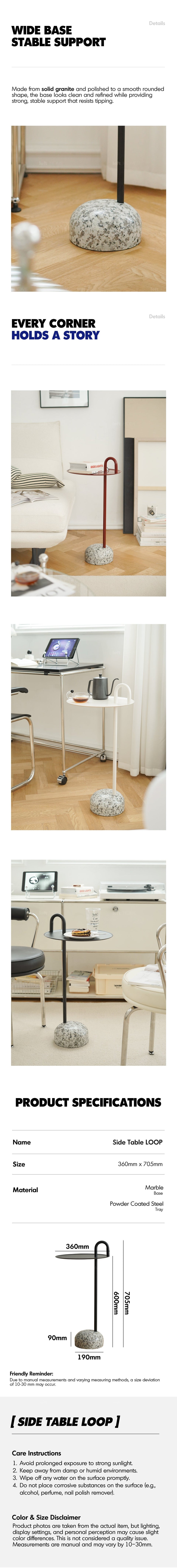 Bauhaus Steel Marble Side Table LOOP More Details and Instruction_2