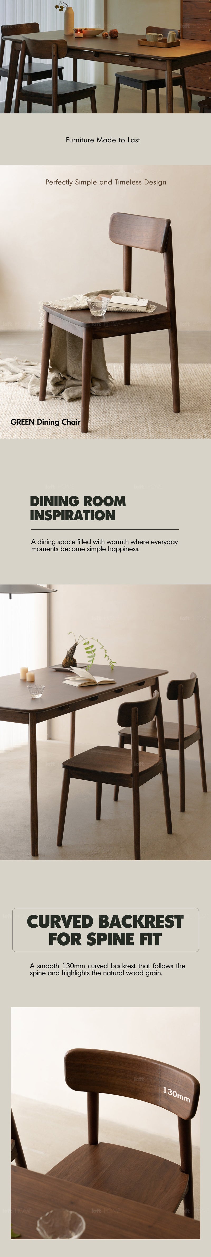 Japandi Walnut Wood Dining Chair GREEN More Details and Instruction